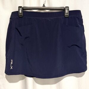 RLX Golf Skort Ralph Lauren Womens L Navy Blue Poly Stretch Pockets MSRP $128